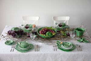 BORDALLO PINHEIRO Oval Platter 37,5 cm Cabbage Haindpainted Ceramics Green and white