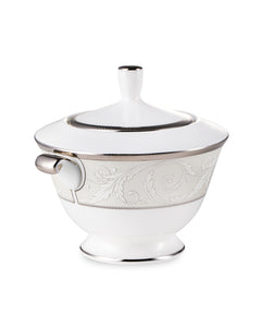NARUMI Nocturne Platinum Tea Set of 21 items For 6 Persons, Porcelain, White